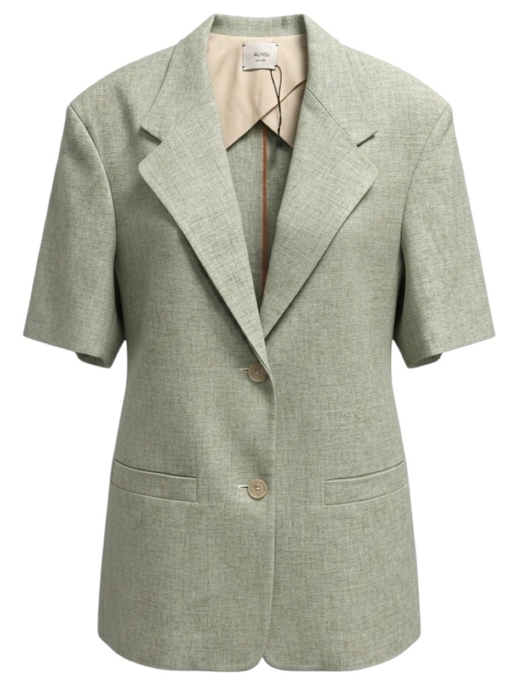 ALYSI SAGE GREEN SHORT SLEEVED LINEN BLAZER JACKET